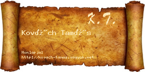 Kovách Tamás névjegykártya